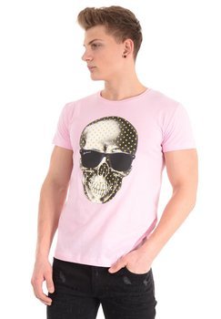 Męska Koszulka T-Shirt Nadruk Różowa