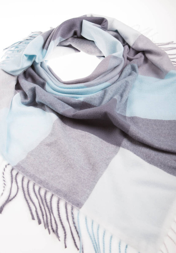 Damska Chusta Niebieska W Kratę