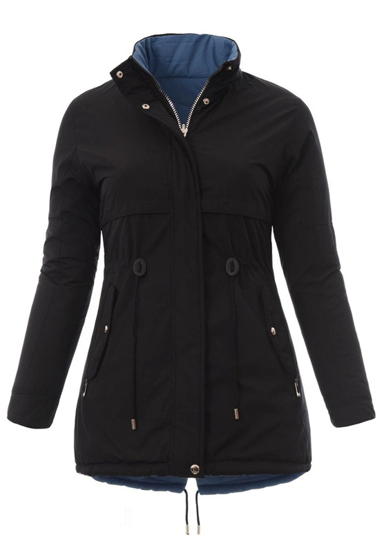 Damska Kurtka Parka Zimowa Dwustronna Karen Czarna
