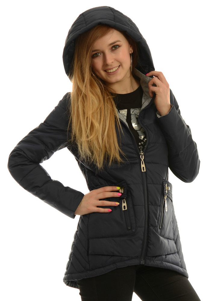 Damska Jesienna Wiosenna Kurtka Zoja Granatowa