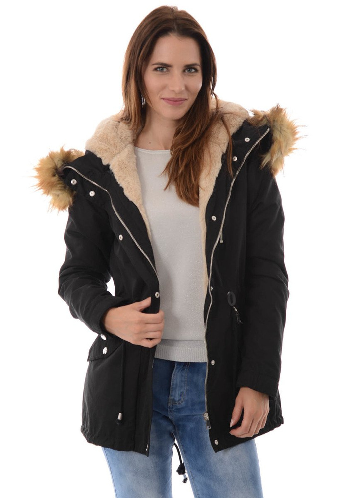 Damska Kurtka Parka Zimowa 2w1 Oktawia Czarna