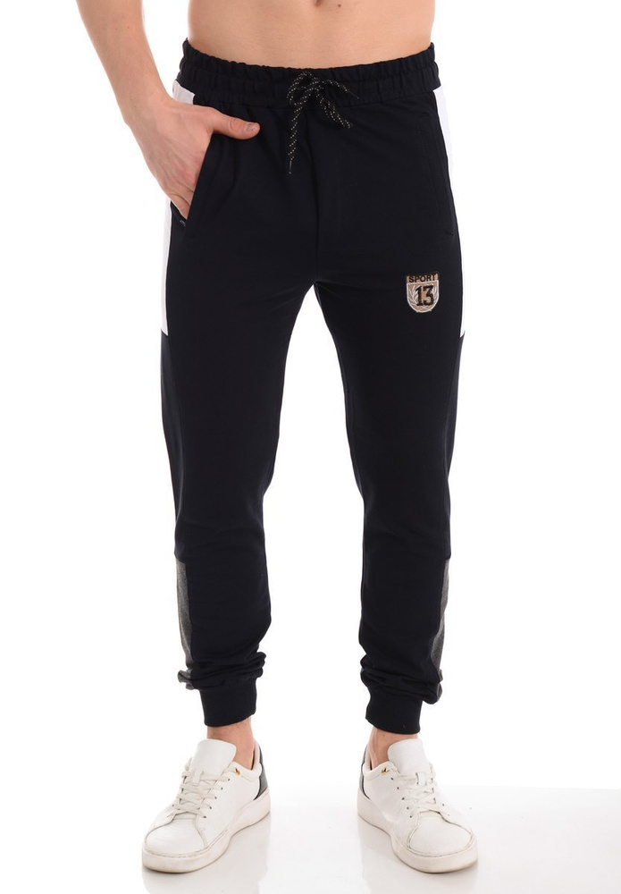 Męskie Spodnie Dresowe Bawełniane Granatowe