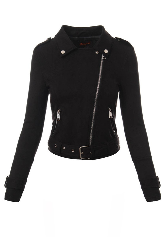 Ramoneska Nela w Kolorze Czarnym z Zamszu