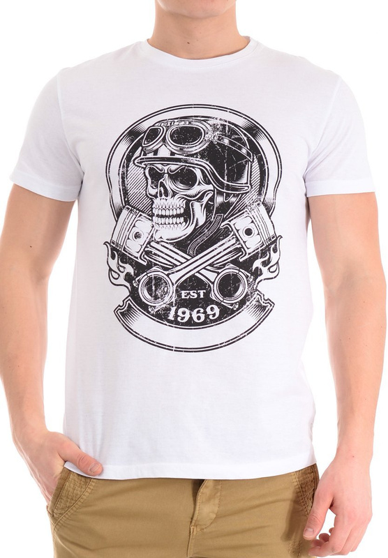 Męska Koszulka T-Shirt Nadruk Biały