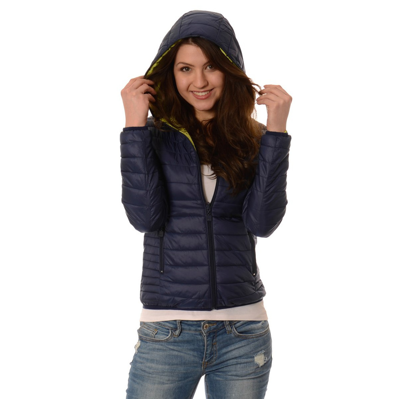 Damska Dwustronna Wiosenna - Jesienna Kurtka Ortalionowa Nadia Granatowo Limonkowa