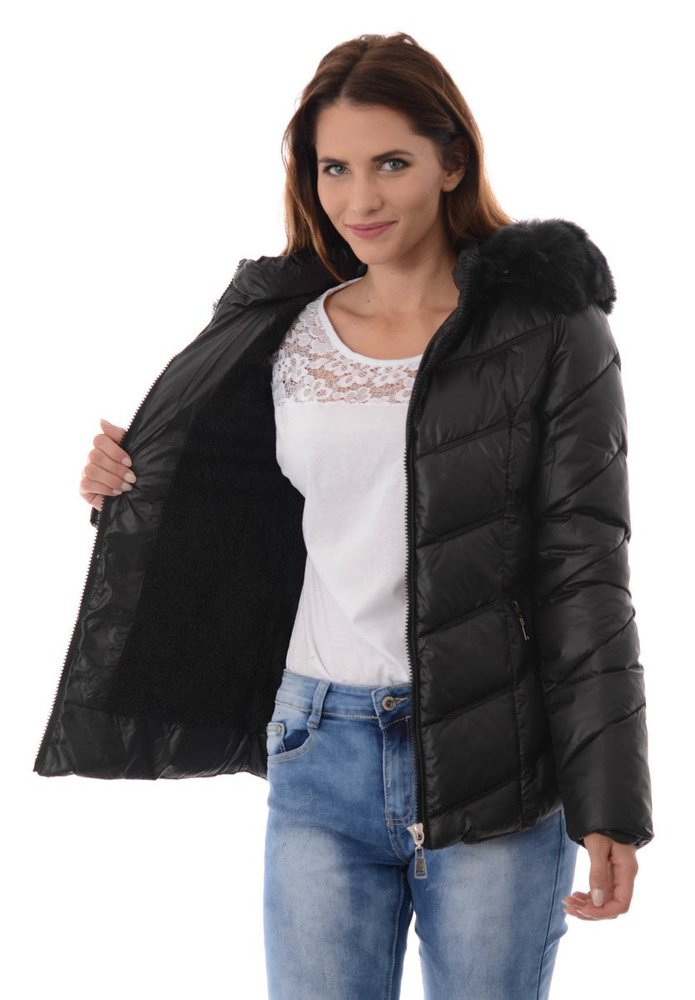 Damska Zimowa Kurtka Ortalionowa Czarna