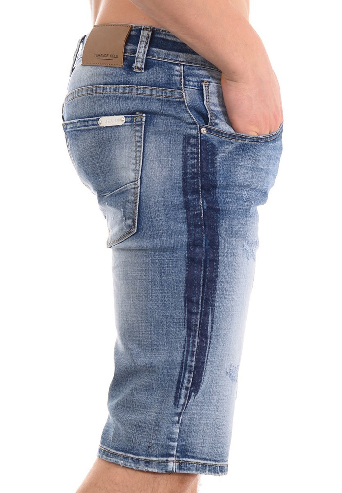 Męskie Spodenki Jeansowe Granatowe