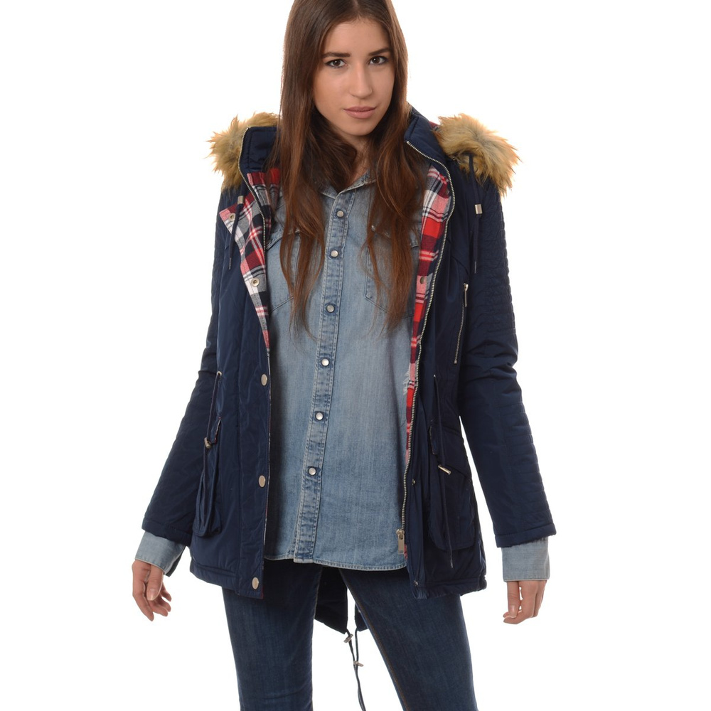 Parka Kurtka Zimowa Granatowa