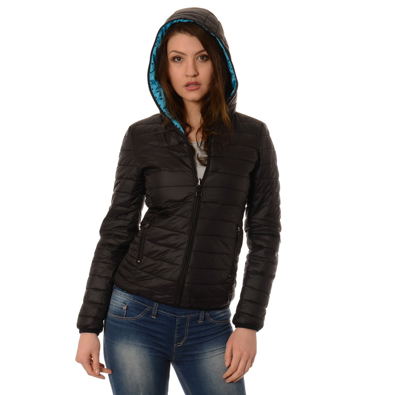 Damska Dwustronna Wiosenna - Jesienna Kurtka Ortalionowa Nadia Czarno Niebieska