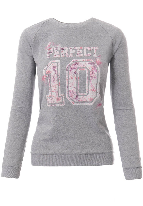 Damska Bluza Bawełniana Nadruk PERFECT 10 Szara