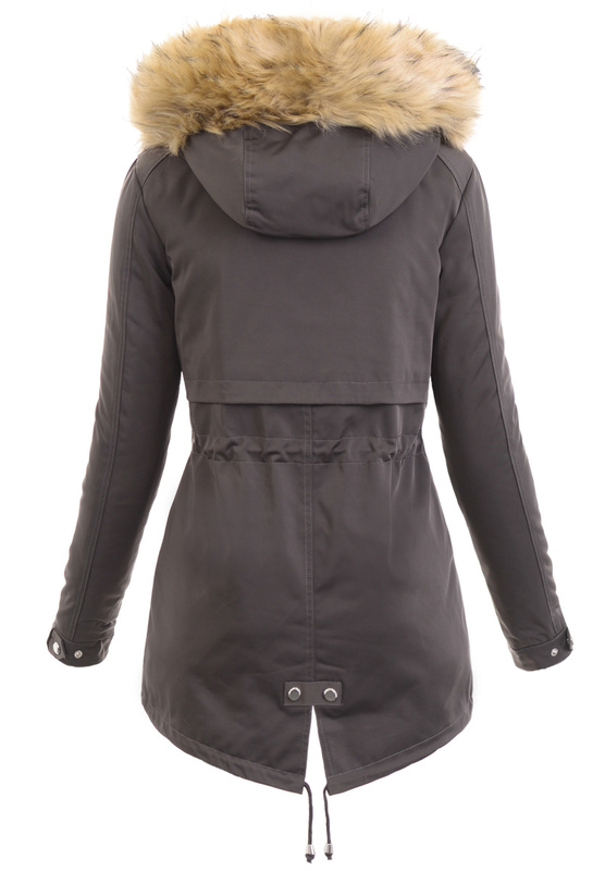 Damska Kurtka Zimowa Parka 2w1 Szara