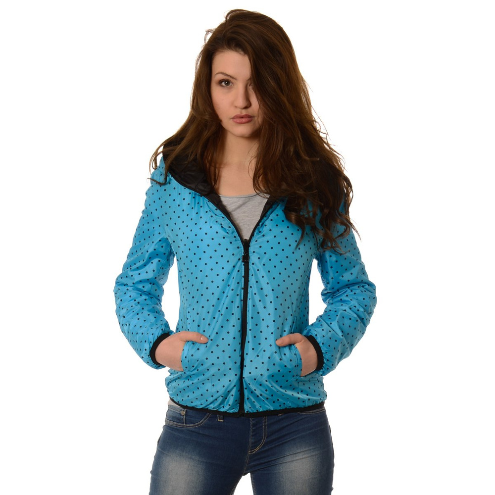 Damska Dwustronna Wiosenna - Jesienna Kurtka Ortalionowa Nadia Czarno Niebieska