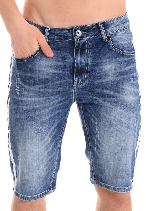 Męskie Spodenki Jeansowe Granatowe