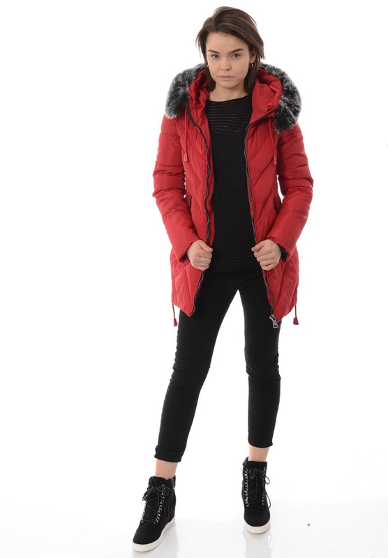 Damska Zimowa Kurtka Ortalionowa Lucyna Bordowa