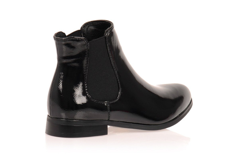 Botki Sztyblety Lakierki Szpic Czarne