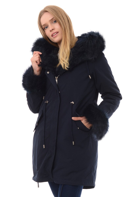 Kurtka Parka 2w1 Aida Granatowa Z Granatowym Futerkiem
