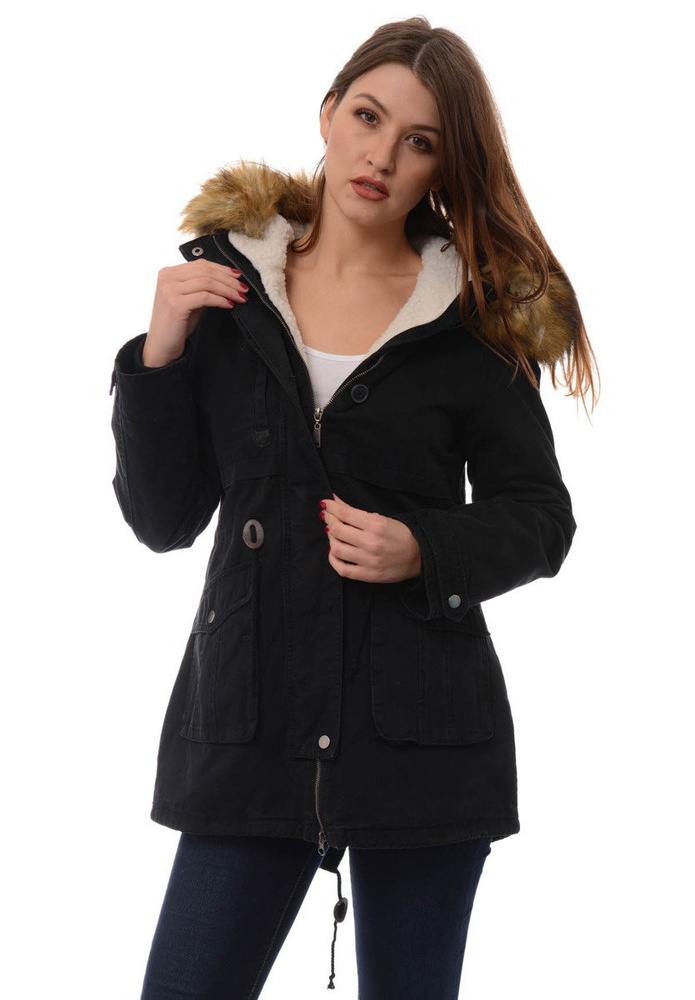 Damska Parka Kurtka Wiosenno Zimowa 2w1 Benita Czarna