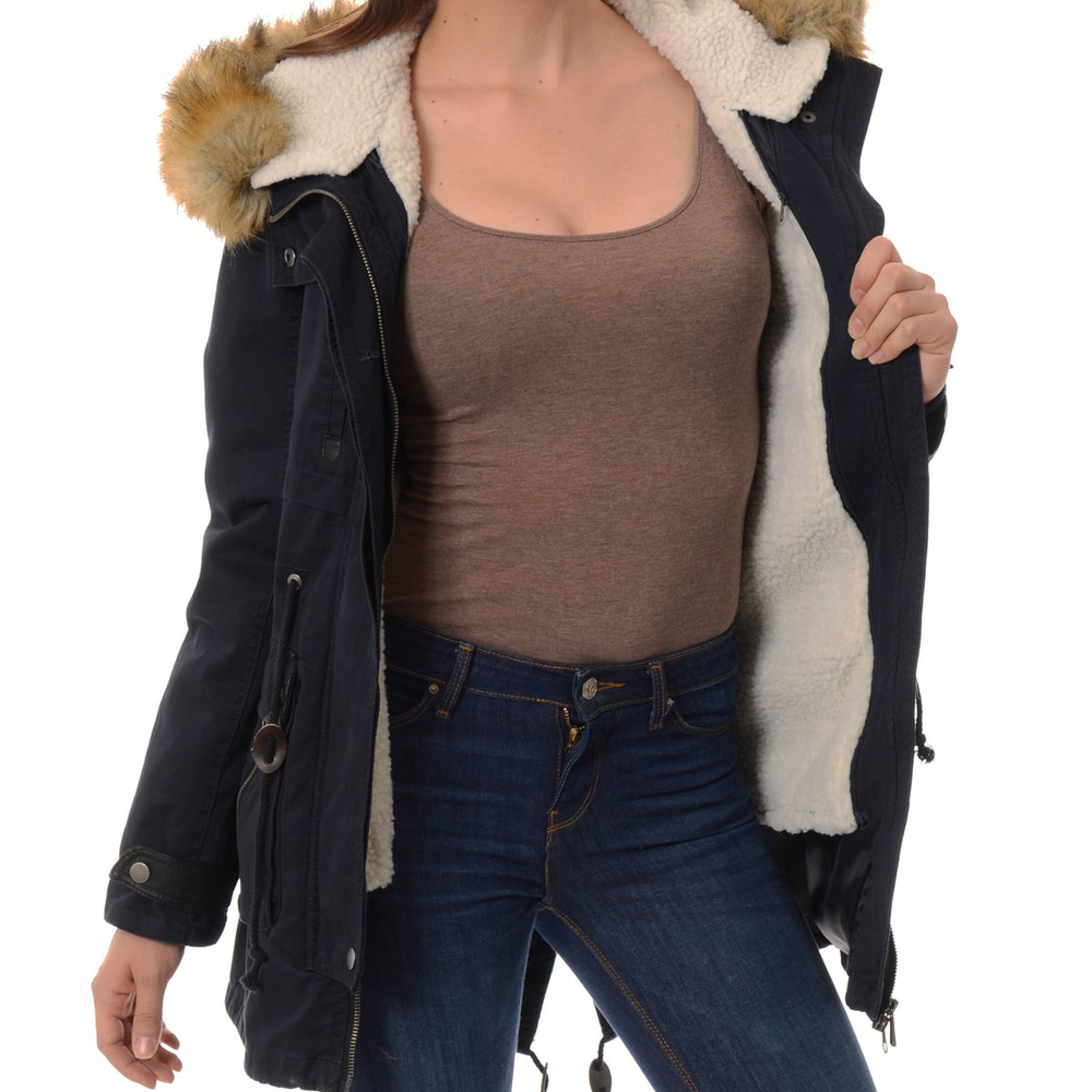 Damska Kurtka Parka Zimowa 2w1 Granatowa (489)