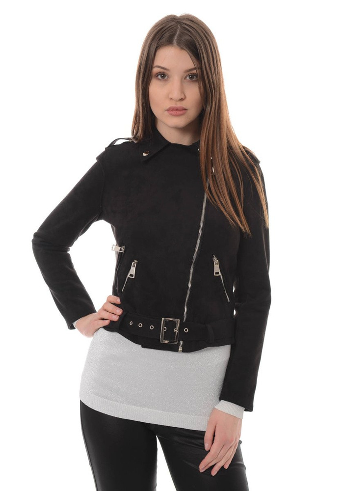 Ramoneska w Kolorze Czarnym z Zamszu