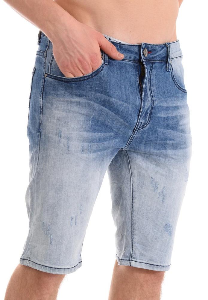 Męskie Spodenki Jeansowe Niebieskie