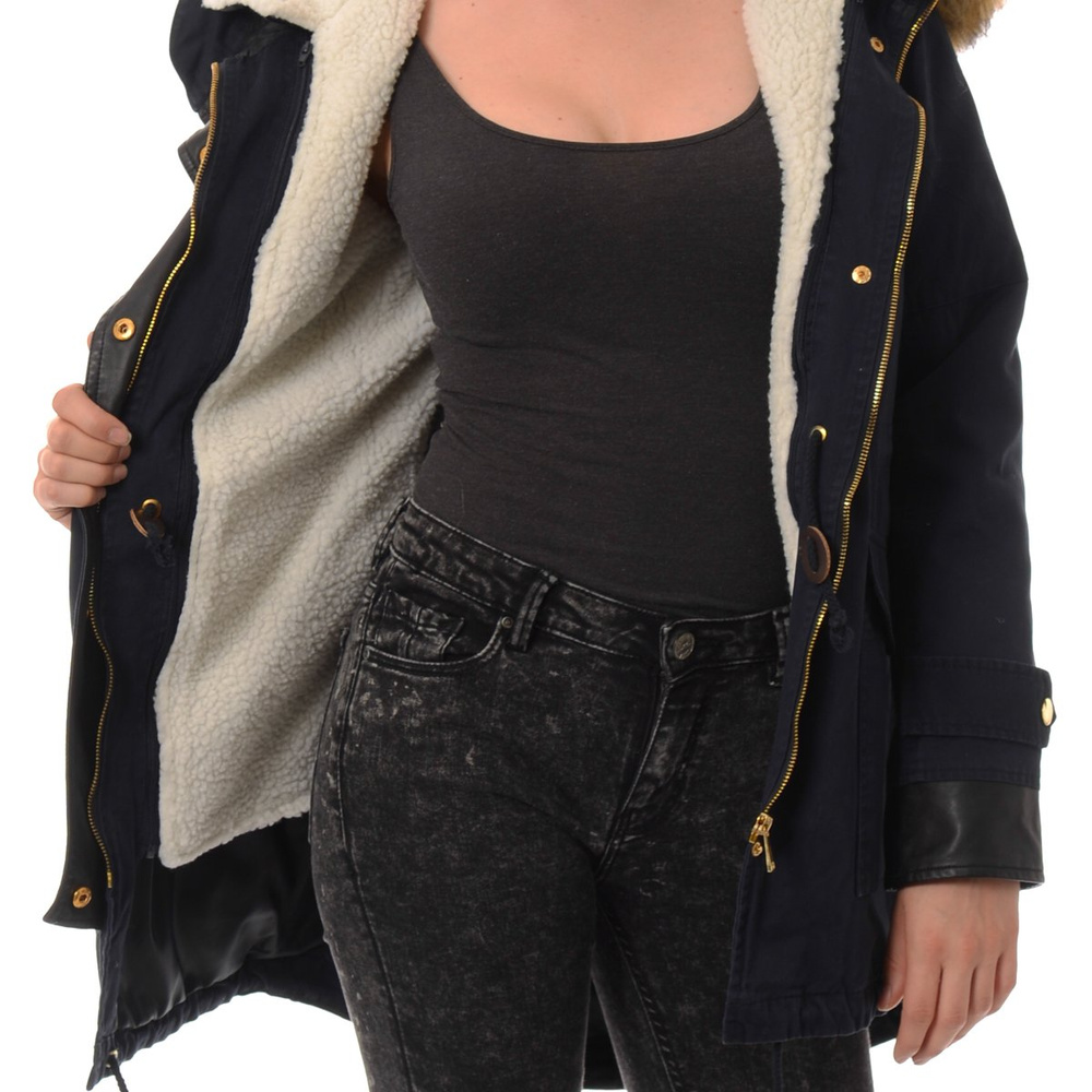 Damska Parka Kurtka Zimowa 2w1 Granat