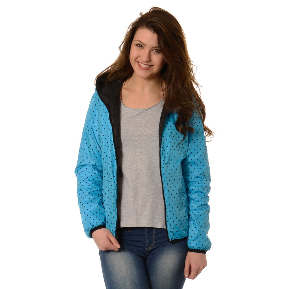 Damska Dwustronna Wiosenna - Jesienna Kurtka Ortalionowa Nadia Czarno Niebieska