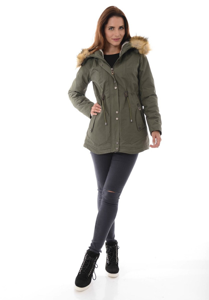 Damska Kurtka Parka Zimowa Adelina Zielona