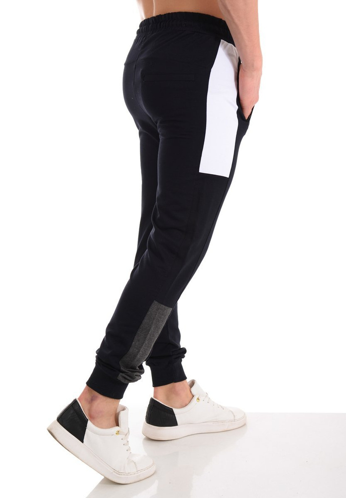 Męskie Spodnie Dresowe Bawełniane Granatowe