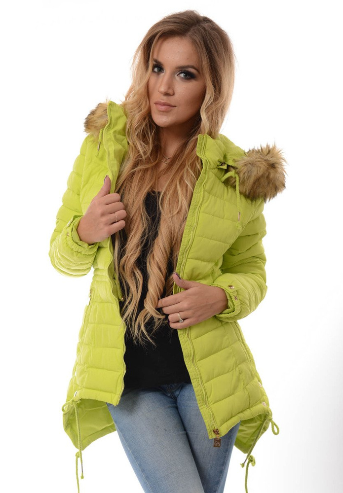Damska Zimowa Kurtka Ortalionowa Kristin Limonkowa
