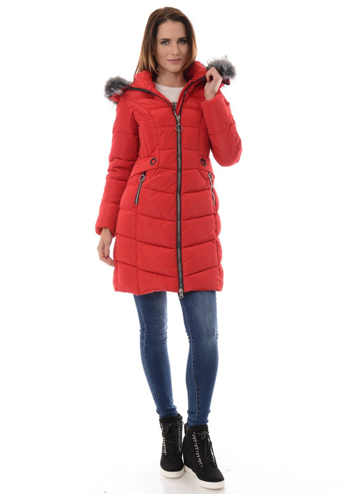 Damska Zimowa Kurtka Ortalionowa Elif Czerwona