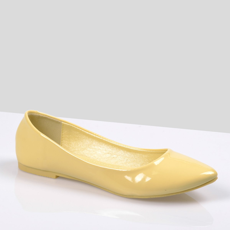 Damskie Buty Baleriny Pastelowe Clarisse Żółte