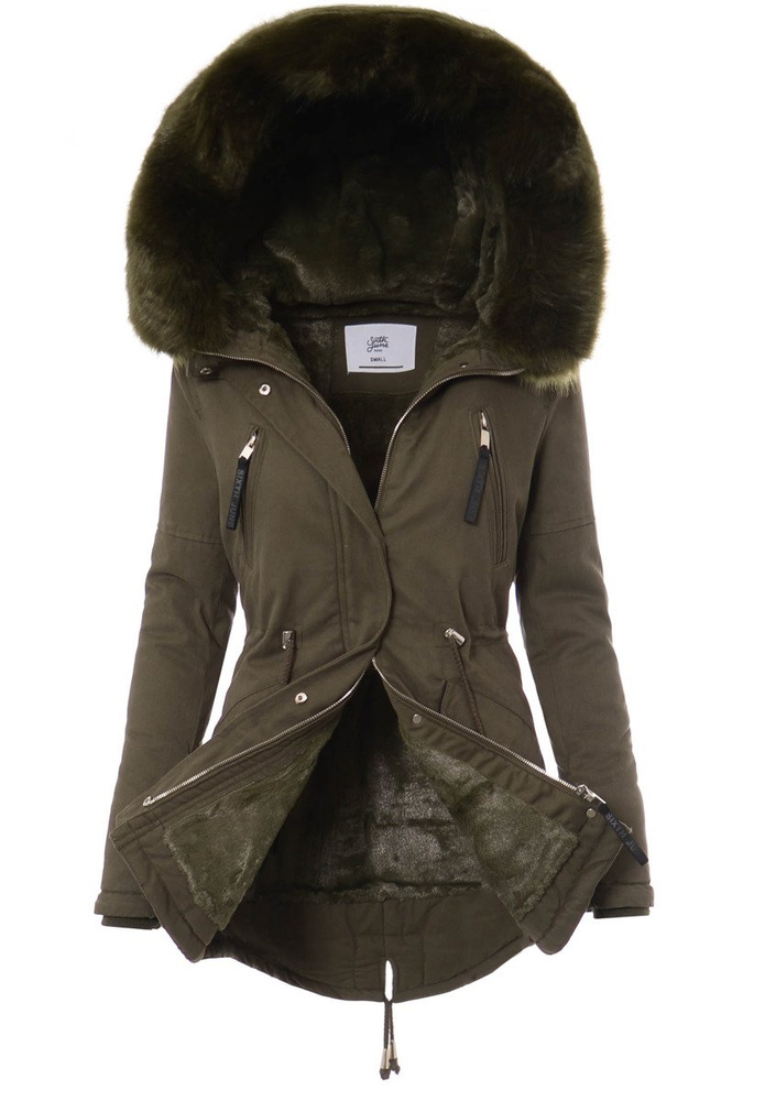 Kurtka Parka Aleksandra Zielona Z Zielonym Futrem