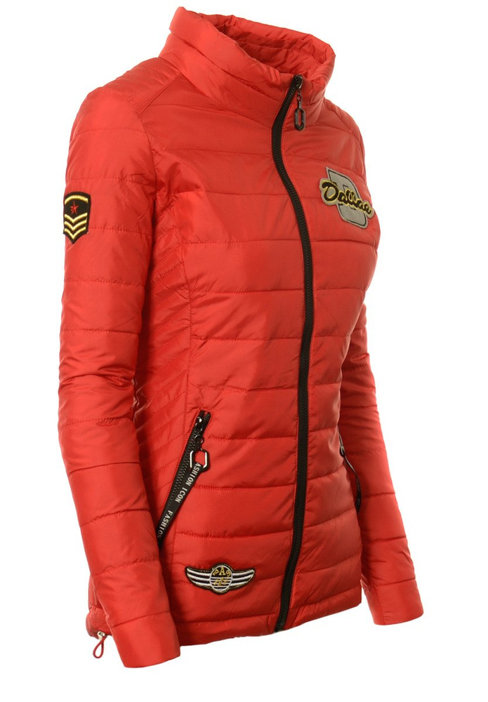 Damska Jesienna Wiosenna Kurtka Mery Czerwona