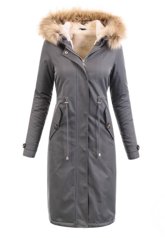 Damska Kurtka Parka Zimowa Selena Szara