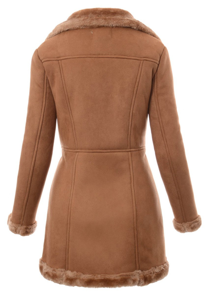 Damski Płaszcz Kożuch Zimowy Grażyna Brązowy