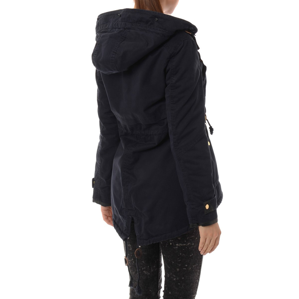 Damska Kurtka Parka Zimowa Futro Tina Granat