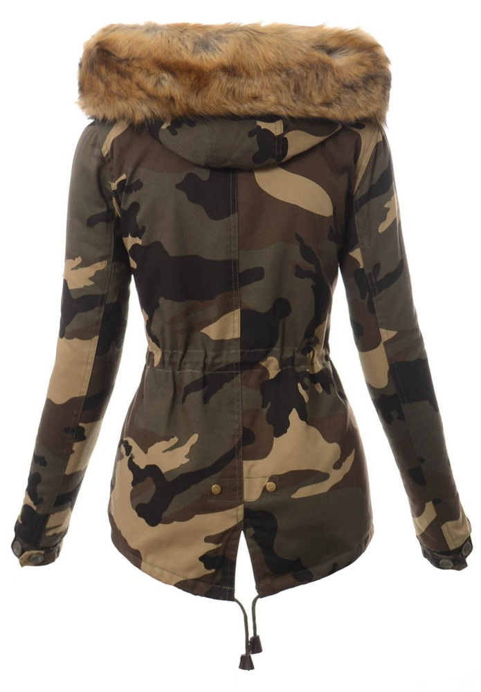 Damska Kurtka Parka Zimowa Moro z Beżowym Futerkiem