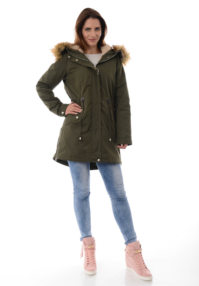 Damska Kurtka Parka Zimowa 2w1 Zielona