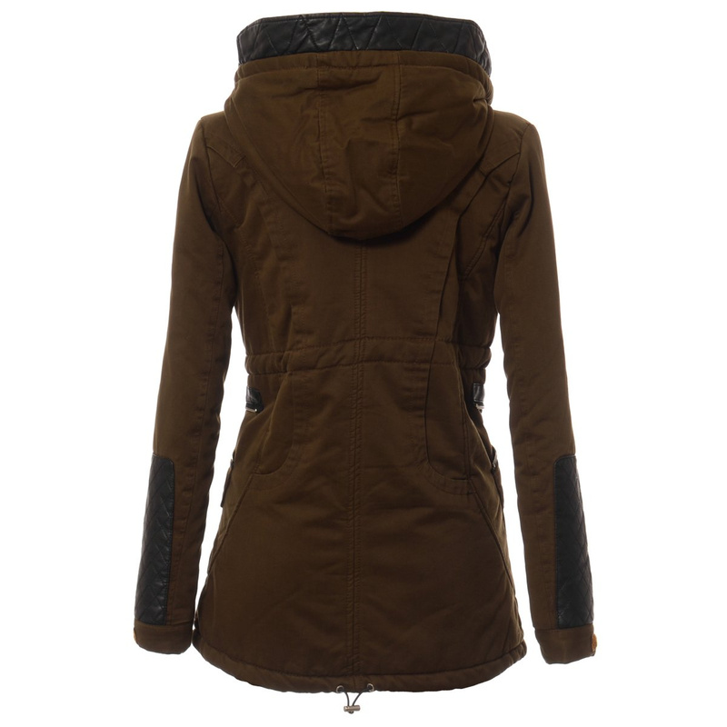 Damska Zimowa Parka Kurtka Oliwkowa Zieleń