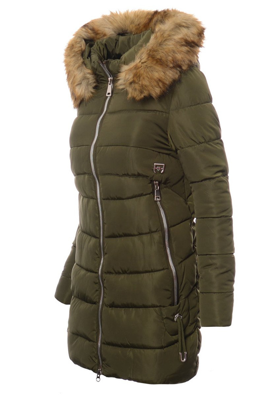Damska Długa Zimowa Kurtka Ortalionowa Sara Zielona