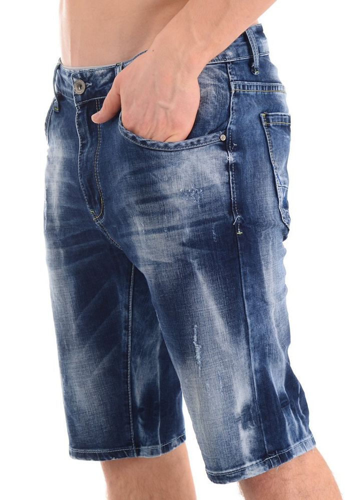 Męskie Spodenki Jeansowe Granatowe