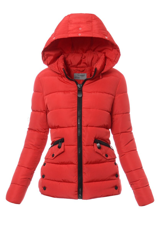 Damska Zimowa Kurtka Ortalionowa Sonia Czerwona