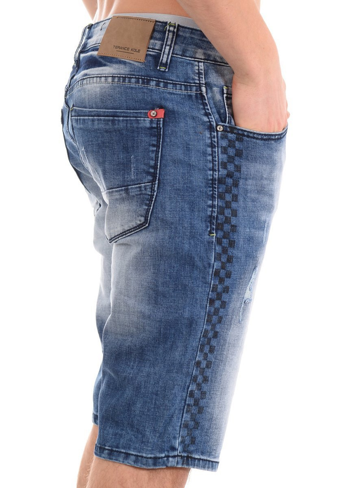 Męskie Spodenki Jeansowe Niebieskie