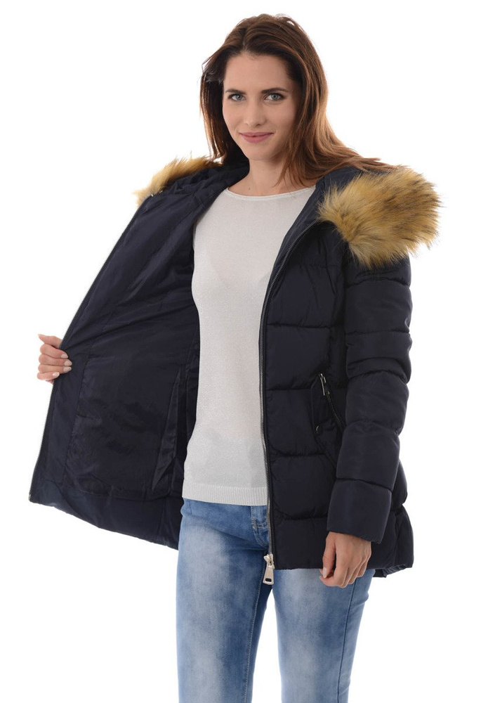 Damska Zimowa Kurtka Ortalionowa Granatowa