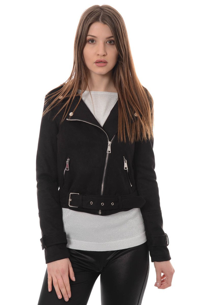 Ramoneska Nela w Kolorze Czarnym z Zamszu