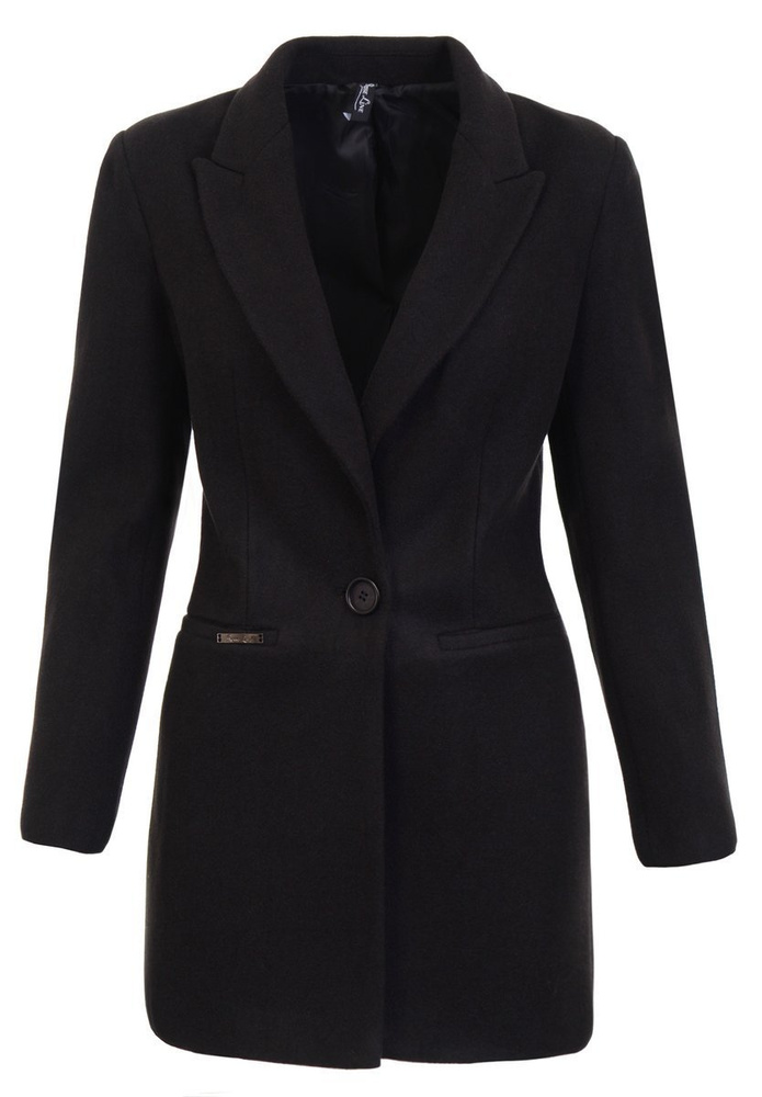 Dzianinowy Płaszcz Wiosenno- Jesienny Czarny