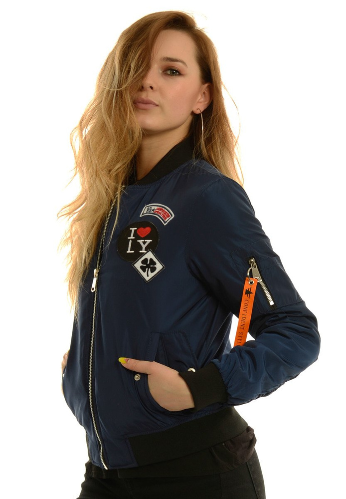 Damska Jesienna Kurtka Bomberka Elif Granatowa