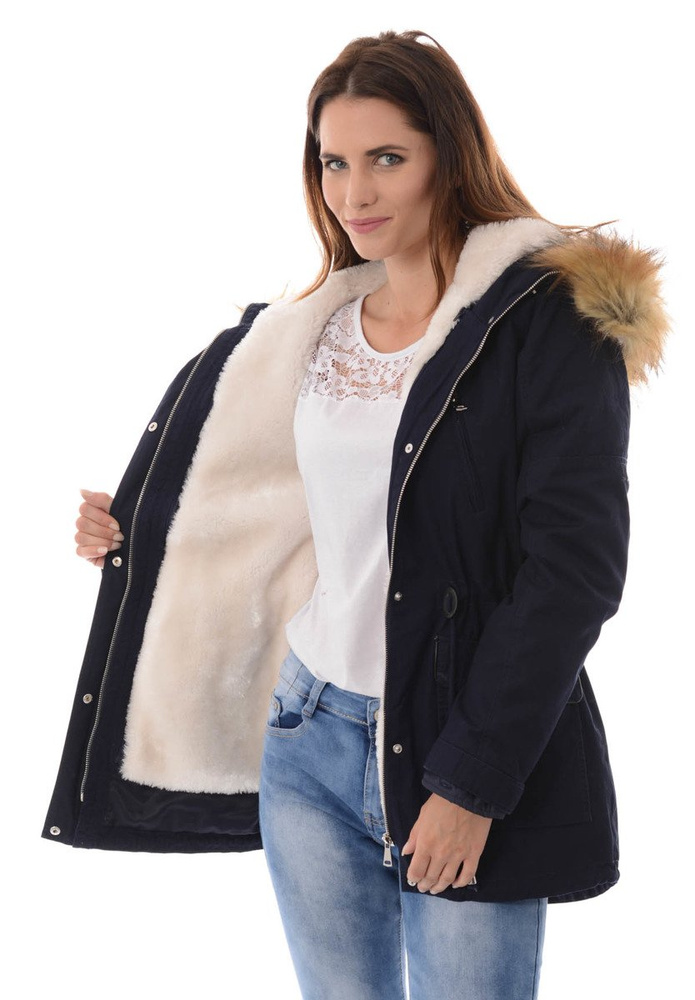 Damska Kurtka Parka Zimowa 2w1 Amira Granatowa