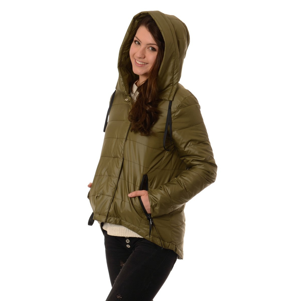 Damska Kurtka Wiosenno - Jesienna Asymetryczna Anna Khaki