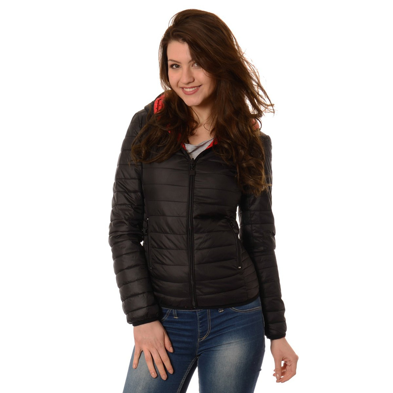 Damska Dwustronna Wiosenna Kurtka Ortalionowa Nadia Czarno Czerwona